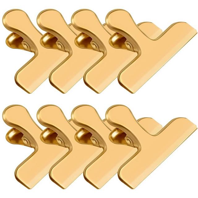 8 Pack 3 Inch Wide Stainless Steel Chip Clips Food Bag Clips Heavy Duty Food Bag Clamp, Chip Clips Metal Hinge Clip File Clamps