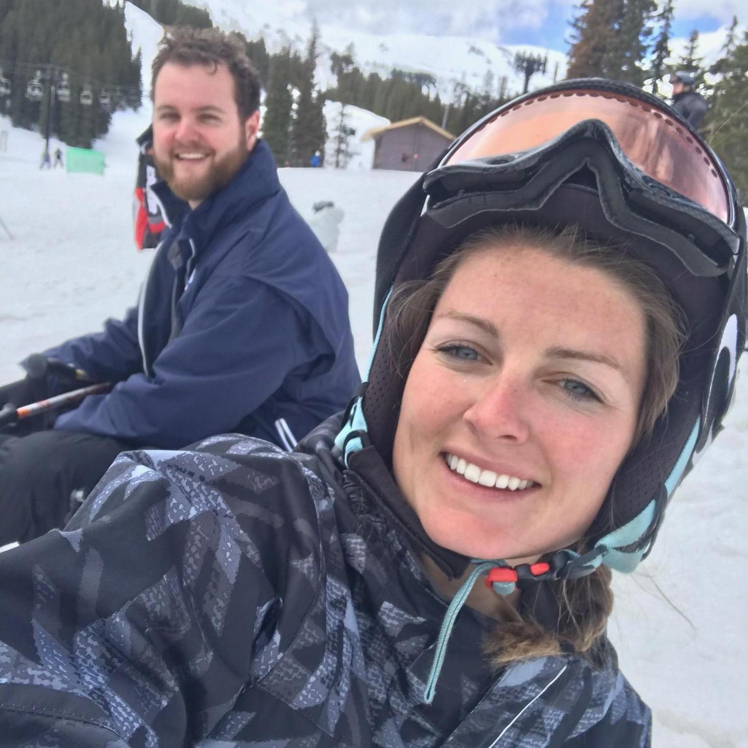 Lynnae taught Kevin how to ski, and after one day he was already better than her!