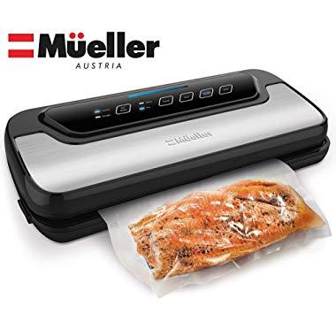 Vacuum Sealer Machine By Mueller | Automatic Vacuum Air Sealing System For Food Preservation w/Starter Kit | Compact Design | Lab Tested | Dry & Moist Food Modes | Led Indicator Lights
