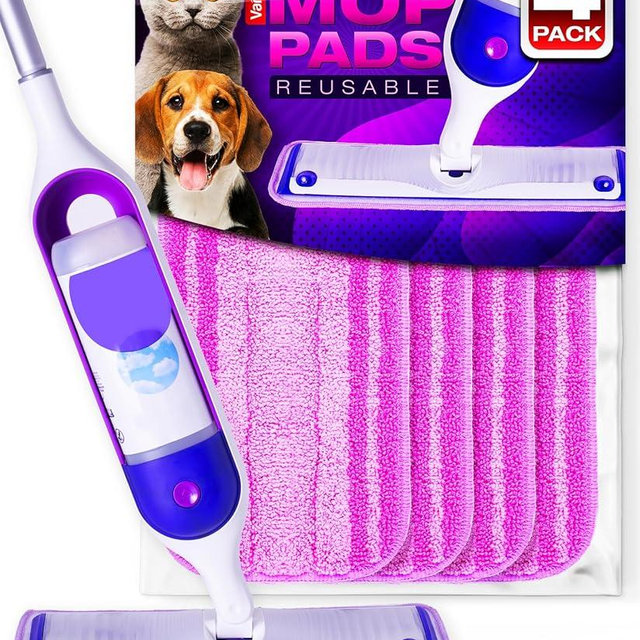 VanDuck Reusable Mop Pads Compatible with Swiffer PowerMop (4 Pack) - Multi-Surface Mopping Pad Refills for Hardwood Floor Cleaning