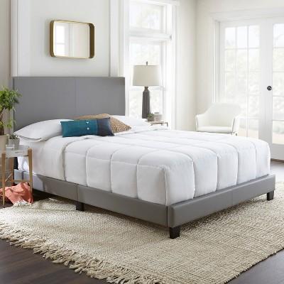 Faux Leather Langley Upholstered Platform Bed Frame Queen Gray-Eco Dream