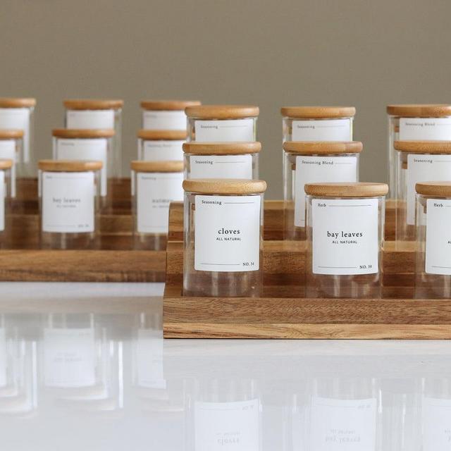 Glass Spice Jars w/ Wood Lid (18 count)