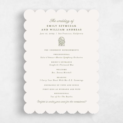 Beige Scalloped Wedding Program - Vianne