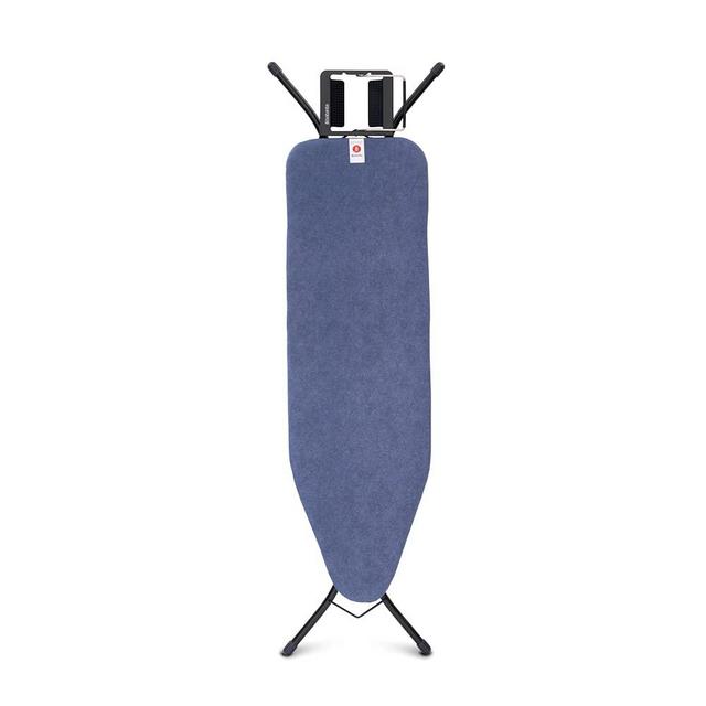 Brabantia Size B Ironing Board (49x15 in) 7 Height Options, Adjustable Steam Iron Rest Holder (Denim Blue) Non-Slip Feet, Anti-Collapse Child Locks