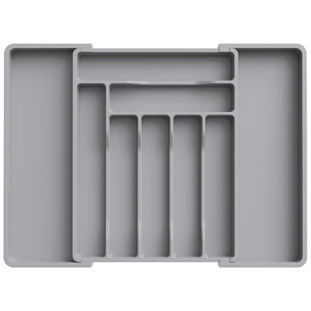 Lifewit Silverware Drawer Organizer, Expandable Utensil Organizer for Kitchen Drawers, Adjustable Cutlery and Flatware Tray, Plastic Spoons Forks Knives Holder Storage Dividers, Large, Gray