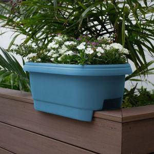 Bloem Rectangle 24-in W x 9-in H x Blue Recycled plastic Indoor/Outdoor Railing planter