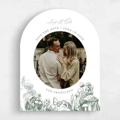 Green Arch Wedding Save the Date - Kalinda Photo