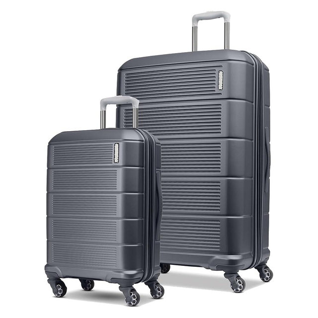 American Tourister Stratum 2.0 Expandable Hardside Luggage with Spinner Wheels, 2-Piece Set 20/28, Charcoal