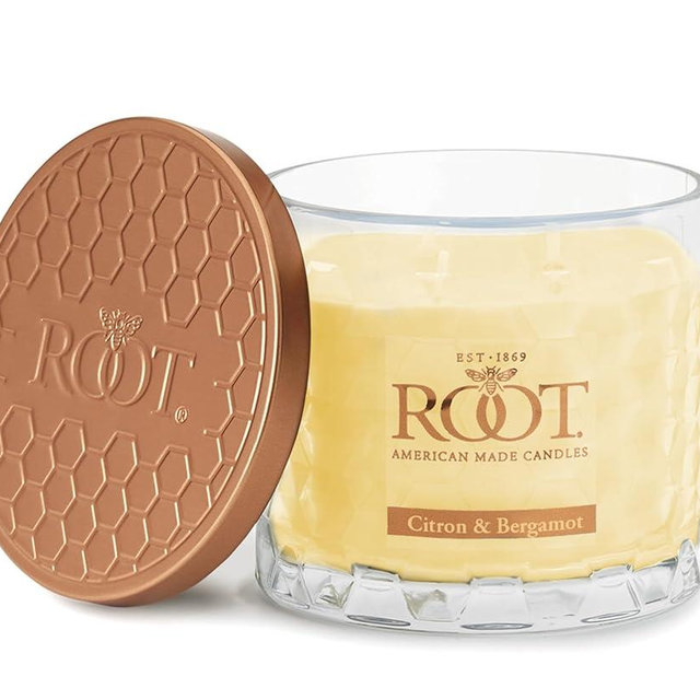 Root Candles Scented Candles Honeycomb Beeswax Blend Premium Handcrafted Candle, 12-Ounce 3-Wick, Citron & Bergamot