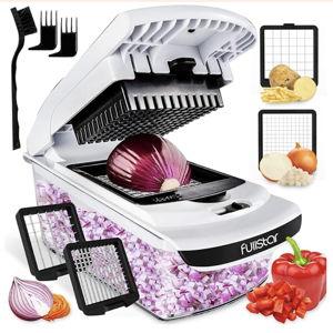 Fullstar Vegetable Chopper and Spiralizer - Food Chopper with Container, Fruit Slicer, Kitchen Gadgets & Accessories, Home Essentials (2 in 1, White)