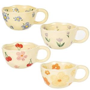 Ceramic Coffee Mug Vintage Flower Mugs 8 oz