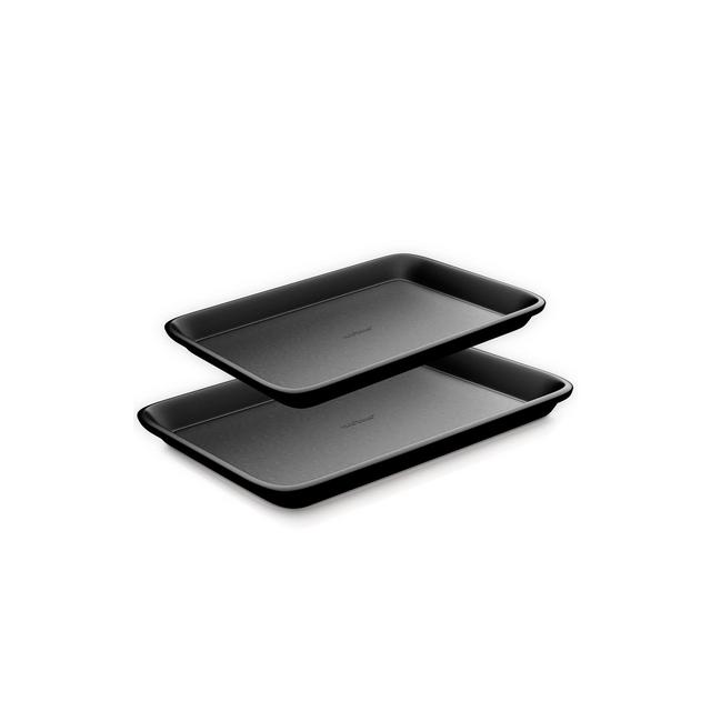 NutriChef Non-Stick Cookie Sheet Baking Pans - 2-Pc. Professional Quality Kitchen Cooking Non-Stick Bake Trays, Black, One size