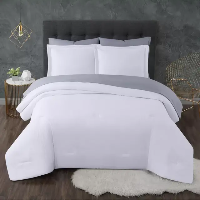Truly Calm® Antimicrobial Seersucker 7-Piece Reversible Queen Comforter Set in White