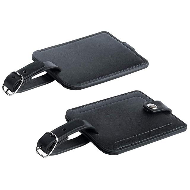 Luggage Bag Tags Leather Travel ID Labels Suitcase Name Tags with Snap - Set of 2