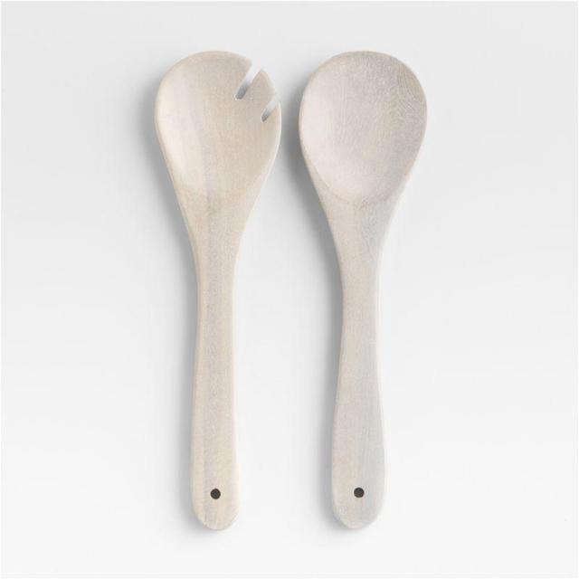 Crate & Barrel Wood and White Silicone Mini Spatulas, Set of 2