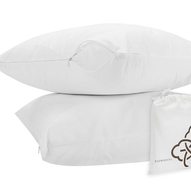 BIOWEAVES 100% Organic Cotton Breathable Pillow Protectors GOTS Certified with Zipped Closure – King, 20” x 36”, 2-Pack