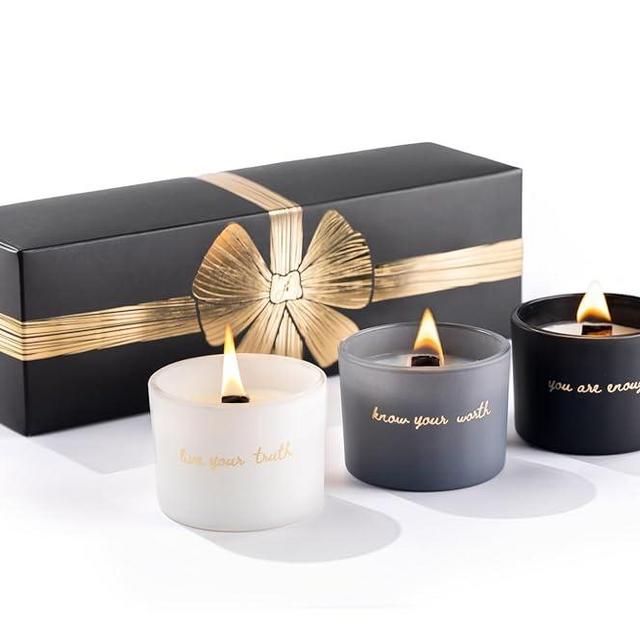 Janos Fernando Aromatherapy Candle Gift Set - Soy Scented Candles with Essential Oils -Motivational Words, Ideal for Relaxation