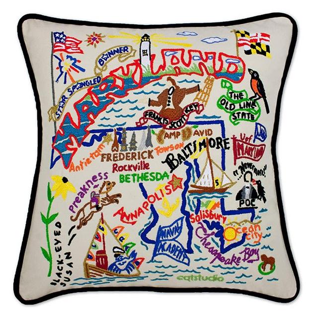 Catstudio Maryland Embroidered Decorative Throw Pillow | Beautiful Award Winning Home Decor Artwork | Great for The Living, Family, Bed Rooms