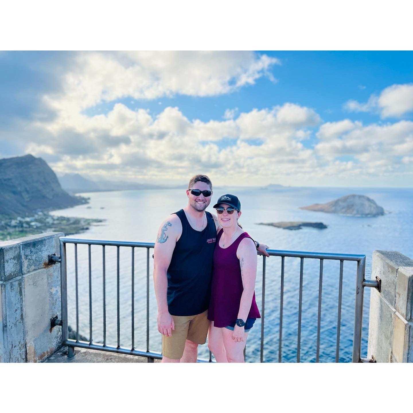 Hiking the Makapu'u Lighthouse Trail on the island of Oahu, Hawaii.