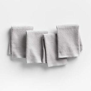 Ribbed Bar Mop White Organic Cotton Dish Cloths, Set of 4 + Reviews | Crate & Barrel