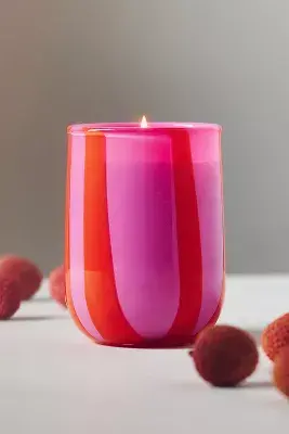 Piper Fruity Pink Lychee & Clementine Striped Glass Candle