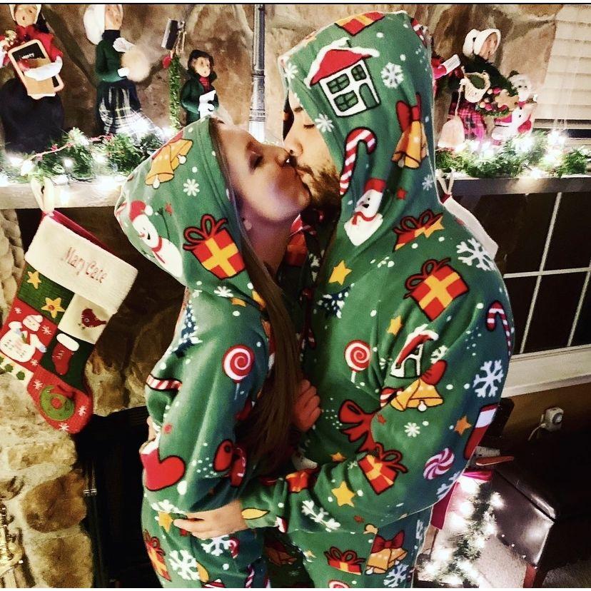 Matching Christmas onesies. Fun fact: we went to Wawa in this attire.