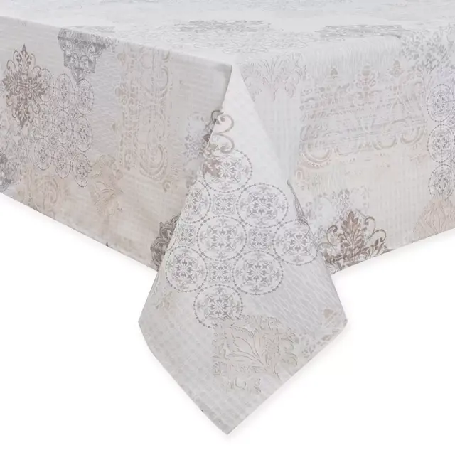 Patchwork Laminated Fabric 60-Inch x 120-Inch Oblong Tablecloth in Cream