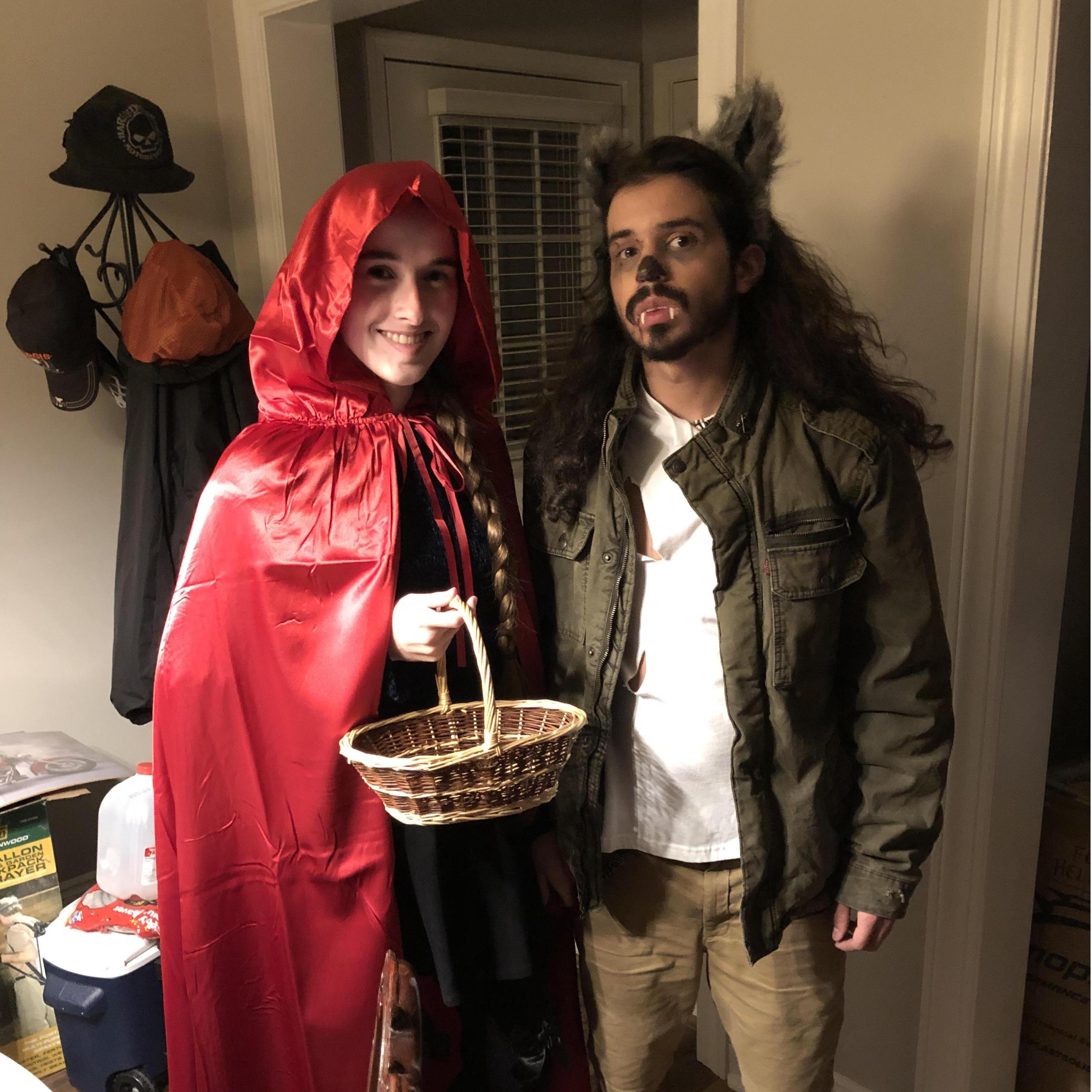 We were dressed up as Little Red Riding Hood and the Wolf in this photo and found our Halloween costumes to be very fitting. - October 31, 2019