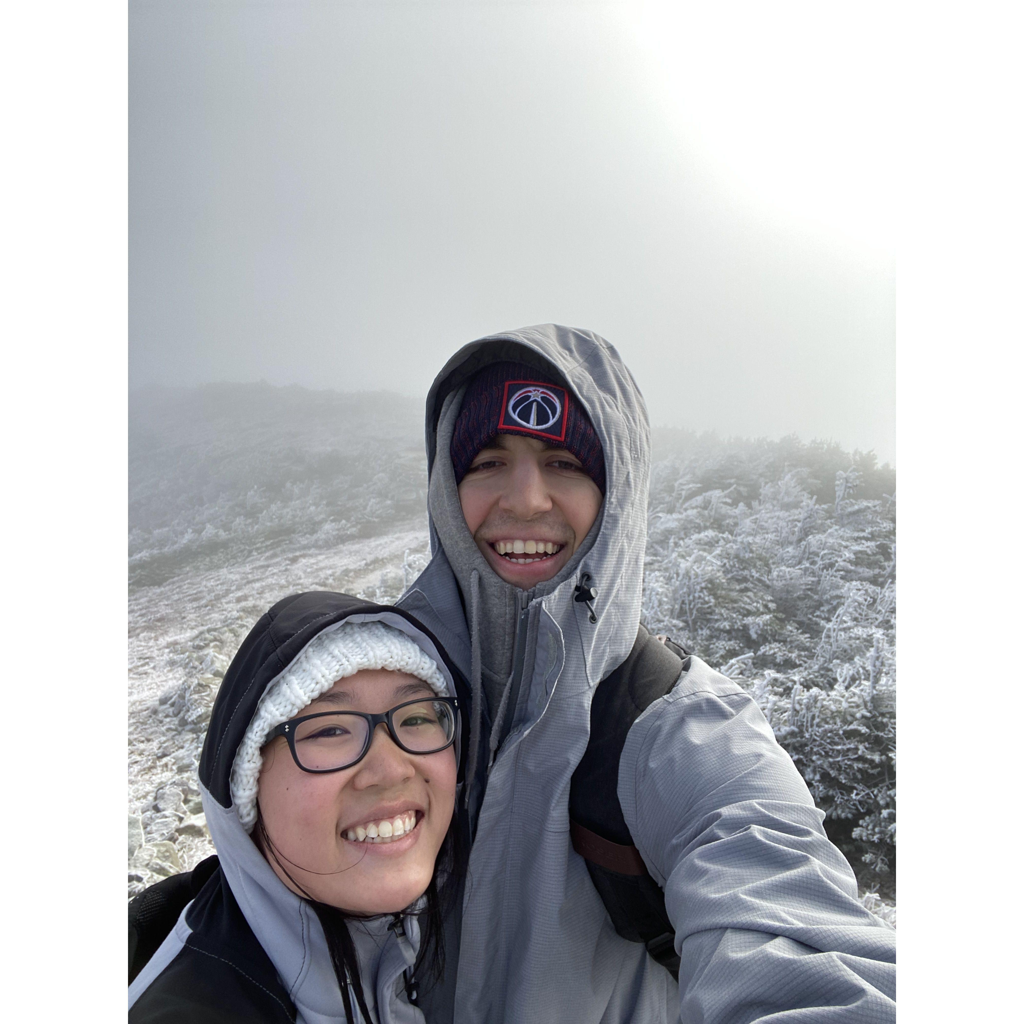Spencer moved to Boston and we did the Franconia Ridge Hike. While there was beautiful foliage at the bottom, the top was pretty wintry.