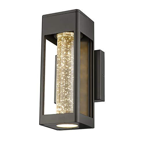 Emliviar LED Indoor Outdoor Wall Light, Wall Sconce in Black Finish with Bubble Glass, 0397-WD