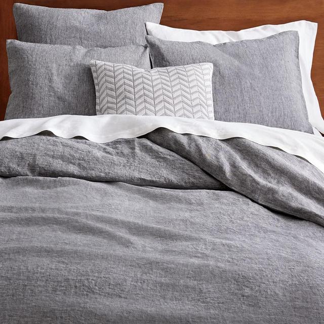European Flax Linen Duvet, King/Cal. King Set, Slate Melange