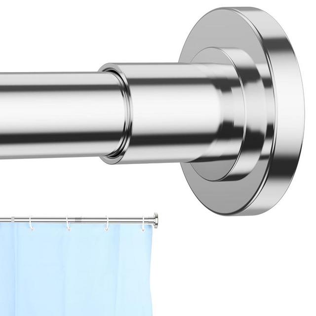 CorkLatta Chrome Shower Curtain Rod 31 to 80 Inch,1 Inch Diameter Adjustable Spring Tension Curtain Rod No Drilling Stainless Steel Telescoping Rod,No Rust