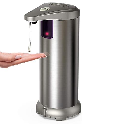 slicillo Electric Soap Dispenser, Newest Infrared Automatic Soap Dispenser, Stainless Steel Touchless Auto Hand Soap Dispenser with Waterproof Base for Bathroom Kitchen Hotel Restaurant