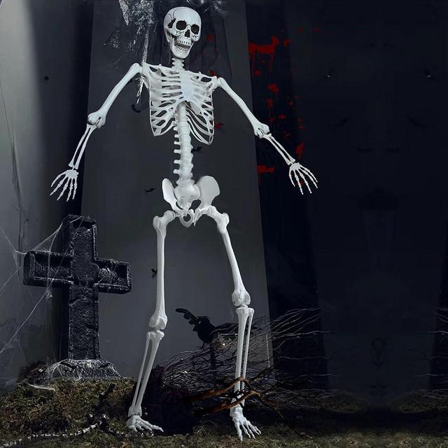 7.8Ft Giant Skeleton Life Size Realistic Plastic Human Skeleton with Movable Joints for Halloween Front Lawn Decorations