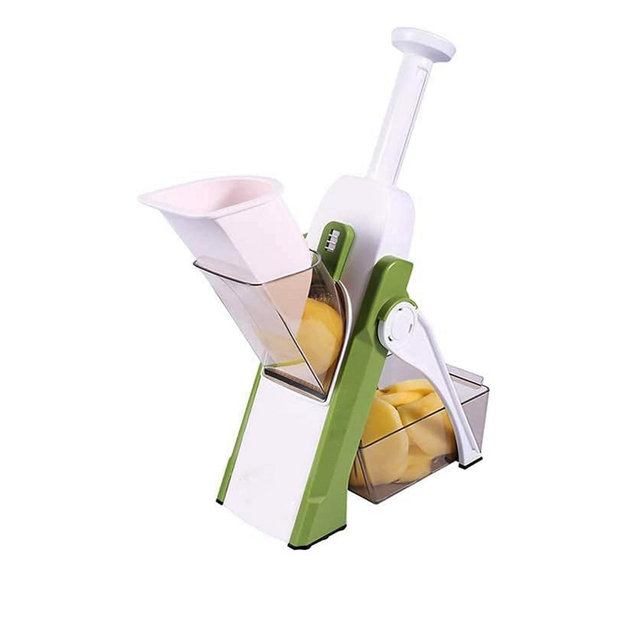 Multifunctional Manual Vegetable Slicer with 30 Different Cuts, Green