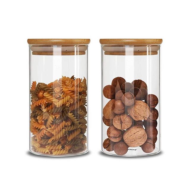 JuneHeart 4OZ Glass Spice Jars Set with Bamboo Lids and 194 Labels