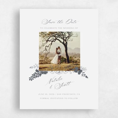 Seashell, Grey Wedding Save the Date - Felce Photo