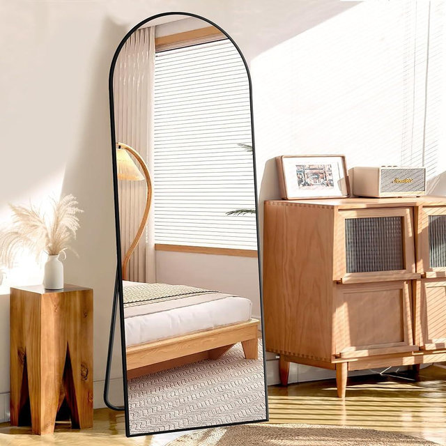 GlasFlength Arched Mirror Full Length 64"x21",Free Standing Leaning Mirror Hanging Mounted Body Mirror,Versatile Decor for Living Room, Bedroom, or Cloakroom