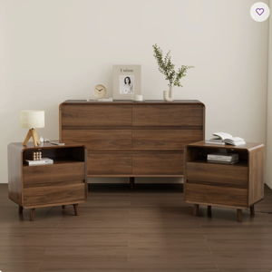 Bedroom Set, Nightstand Set of 2, Bedroom Dresser with 6 Drawer, Bedroom Furniture Set