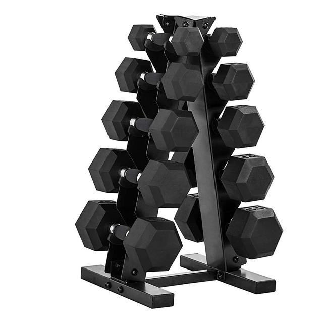 CAP Barbell 150 LB Coated Hex Dumbbell Weight Set and Storage Rack | Multiple Handle Option