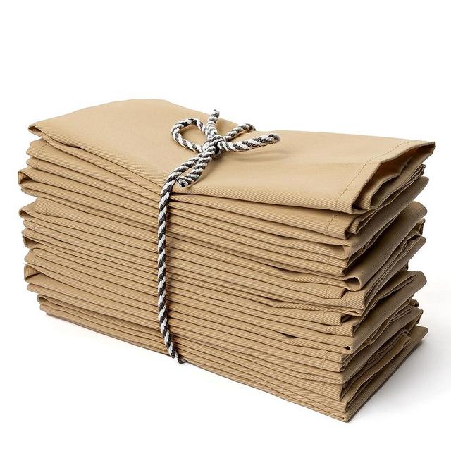 Kitchen Cloth Napkins 12 Pack 18X18 Inch Cotton and Polyester Blend Linen Dinner Table Napkin Set Washable Reusable for Restaurant Wedding Holiday Dinner Party Bulk Fabric Napkins (Beige) by PERLLI
