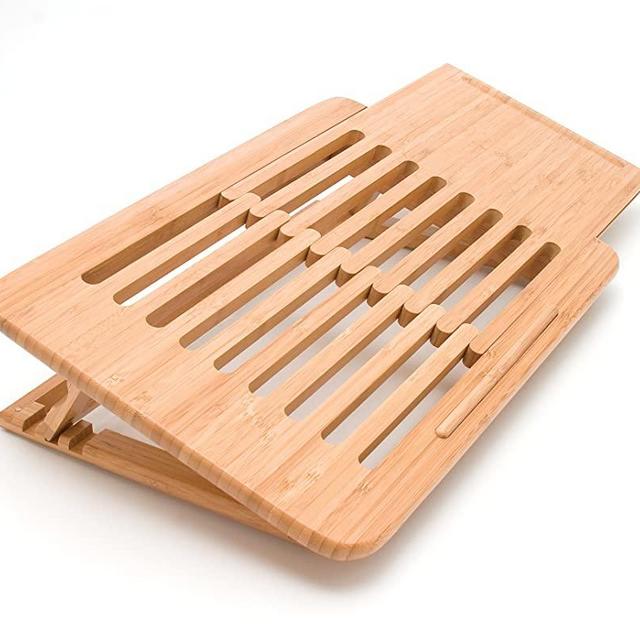 Lipper International 1888 Bamboo Wood Expandable Laptop Stand, Slatted