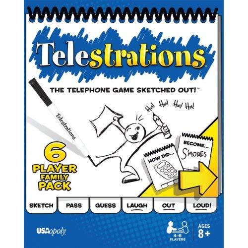 USAOPOLY Telestrations Original 6 Player | Family Board Game | A Fun Family Game for Kids and Adults | Family Game Night Just Got Better | The Telephone Game Sketched Out