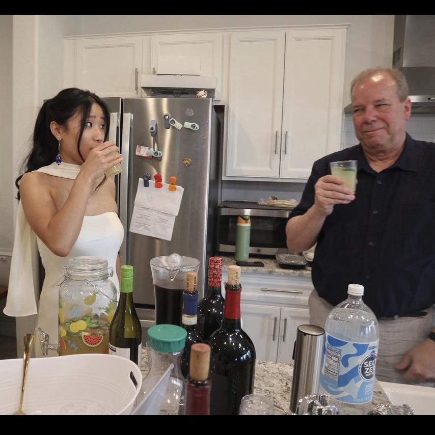 Meigan telling her father there’s only 1 shot of tequila in his drink
