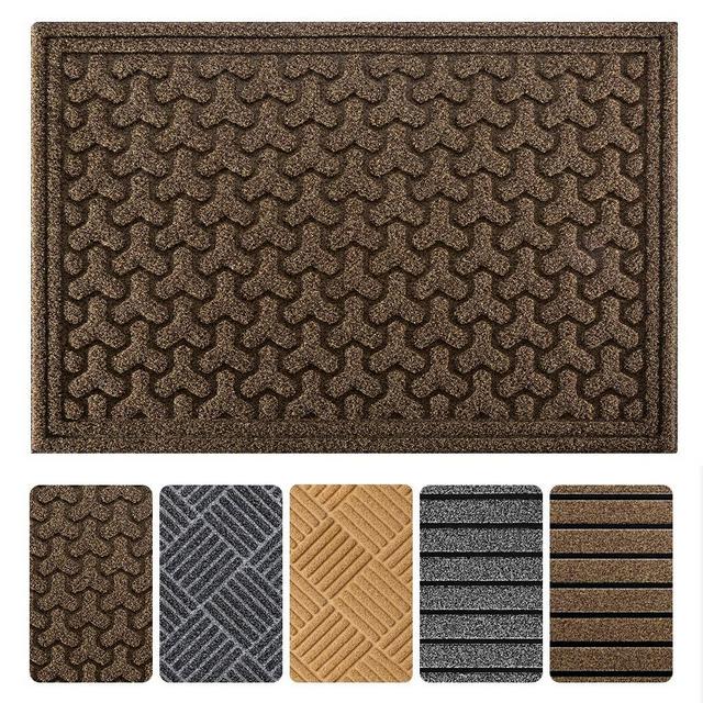 Large Outdoor Door Mats Rubber Shoes Scraper 36" x 24" for Front Door Entrance Outside Doormat Patio Rug Dirt Debris Mud Trapper Waterproof Out Door Mat Low Profile Washable Carpet