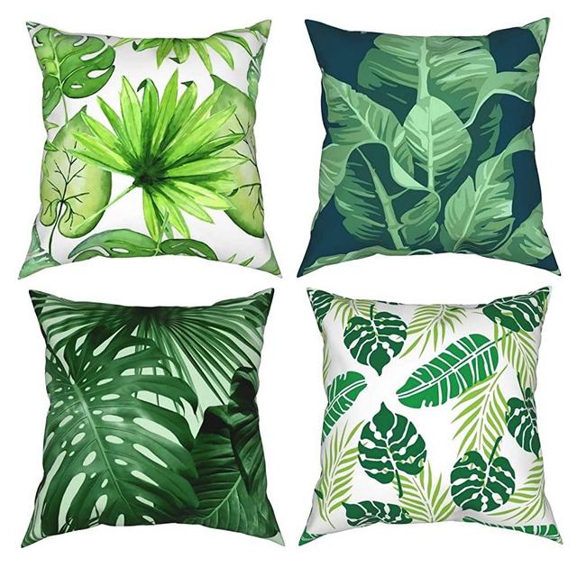 Tropical Palm Leaves Throw Pillow Covers Cushion Soft Square Case Home Decorative 1818 Set of 4 for Couch Sofa Bed (No Insert)