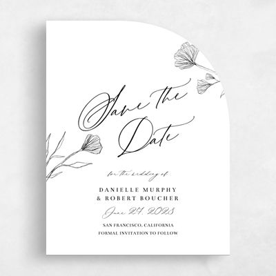 White Half arch Wedding Save the Date - Ingrid Portrait