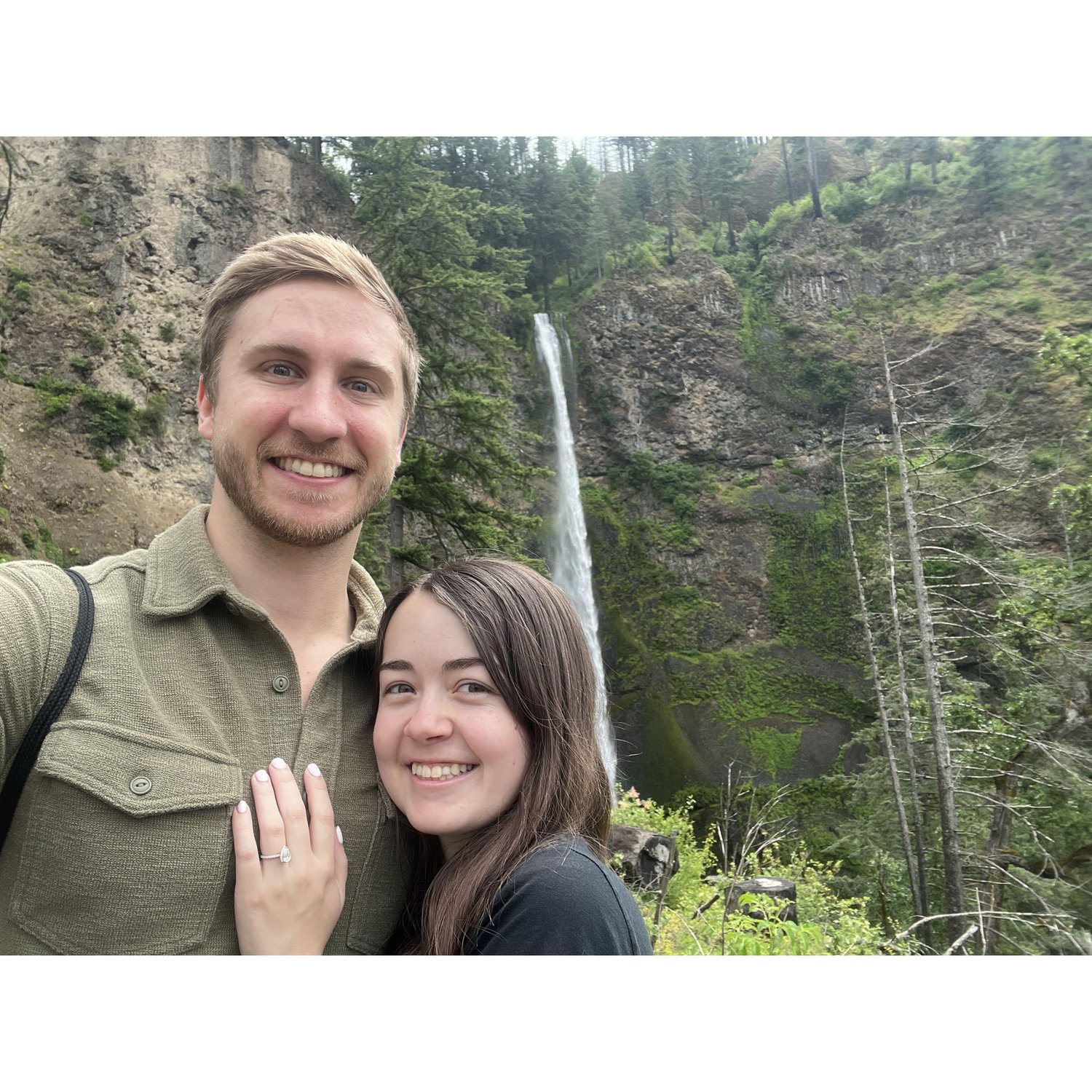 Just after Taylor said yes when Briley proposed at the top of Multnomah Falls