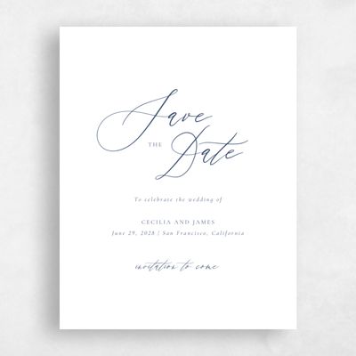 Navy, Blue Wedding Save the Date - Seville Portrait Letterpress