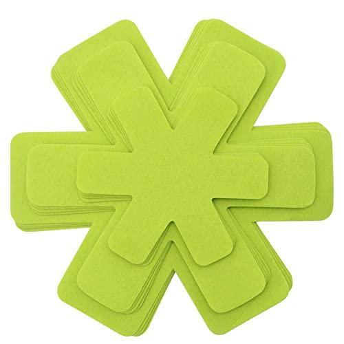 Pots and Pans Protectors, Set of 12 and 3 Different Size, Green Pot Dividers Pads/Stacking Pan Protectors/Pan Separators Pads for Protecting and Separating Pots and Pans